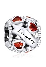 nice silver cubic zirconia heart January birthstone baby charm